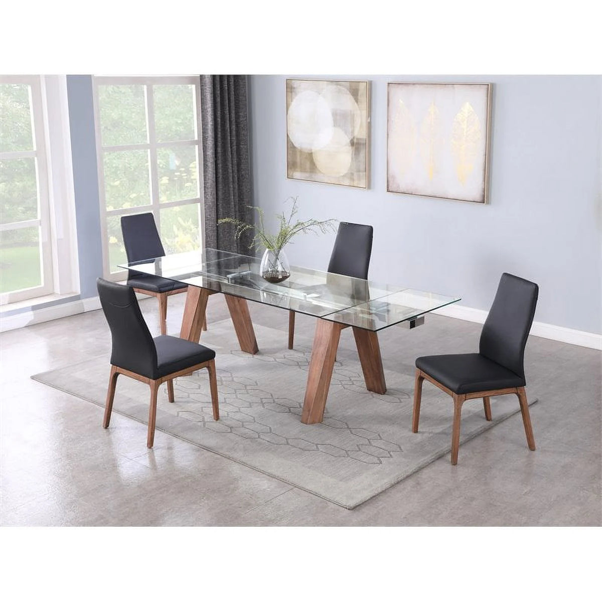 63" Steel and Glass Dining Table P614