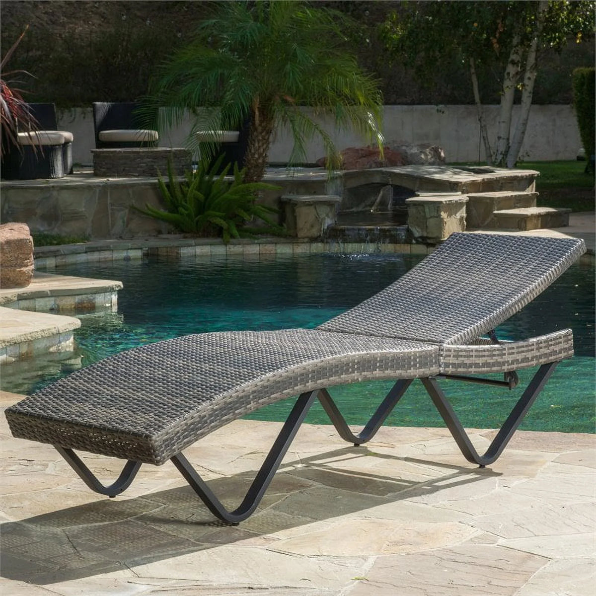 Grey Single Chaise Lounger P287798
