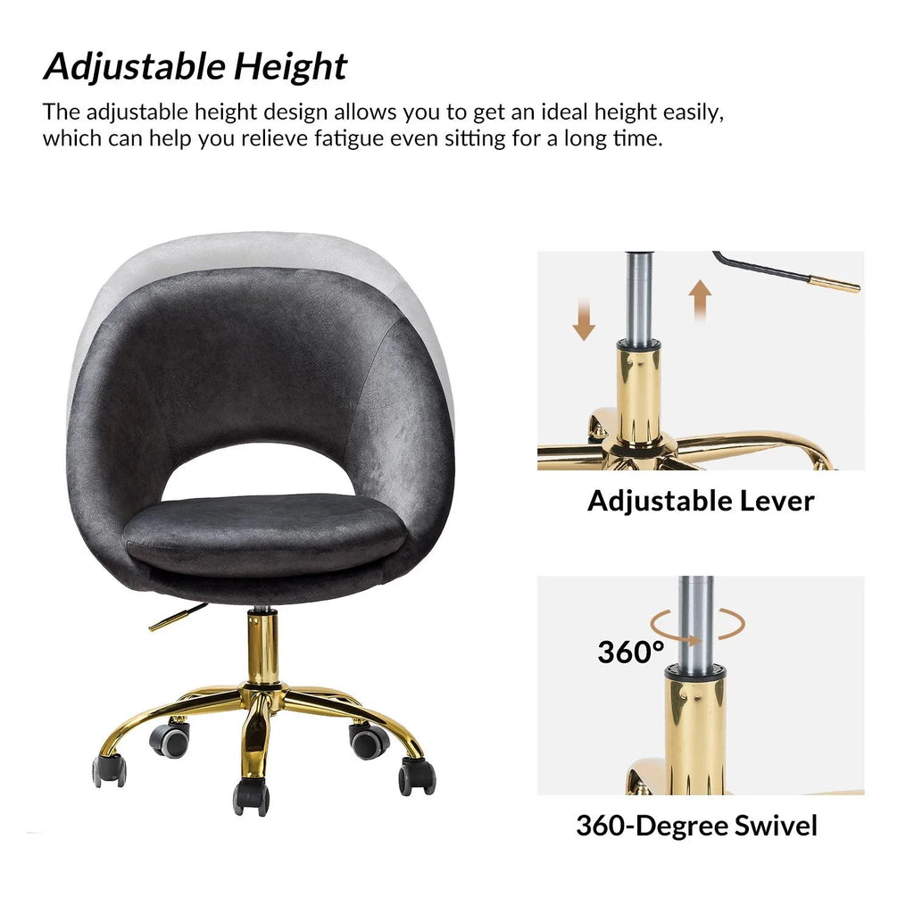 Charcoal Velvet Height Adjustable Swivel Office Chair W549129