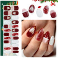 24PCS Christmas Semi Cured Gel Nail Strips Pink Glitter UV Wraps with File and Stick J260232