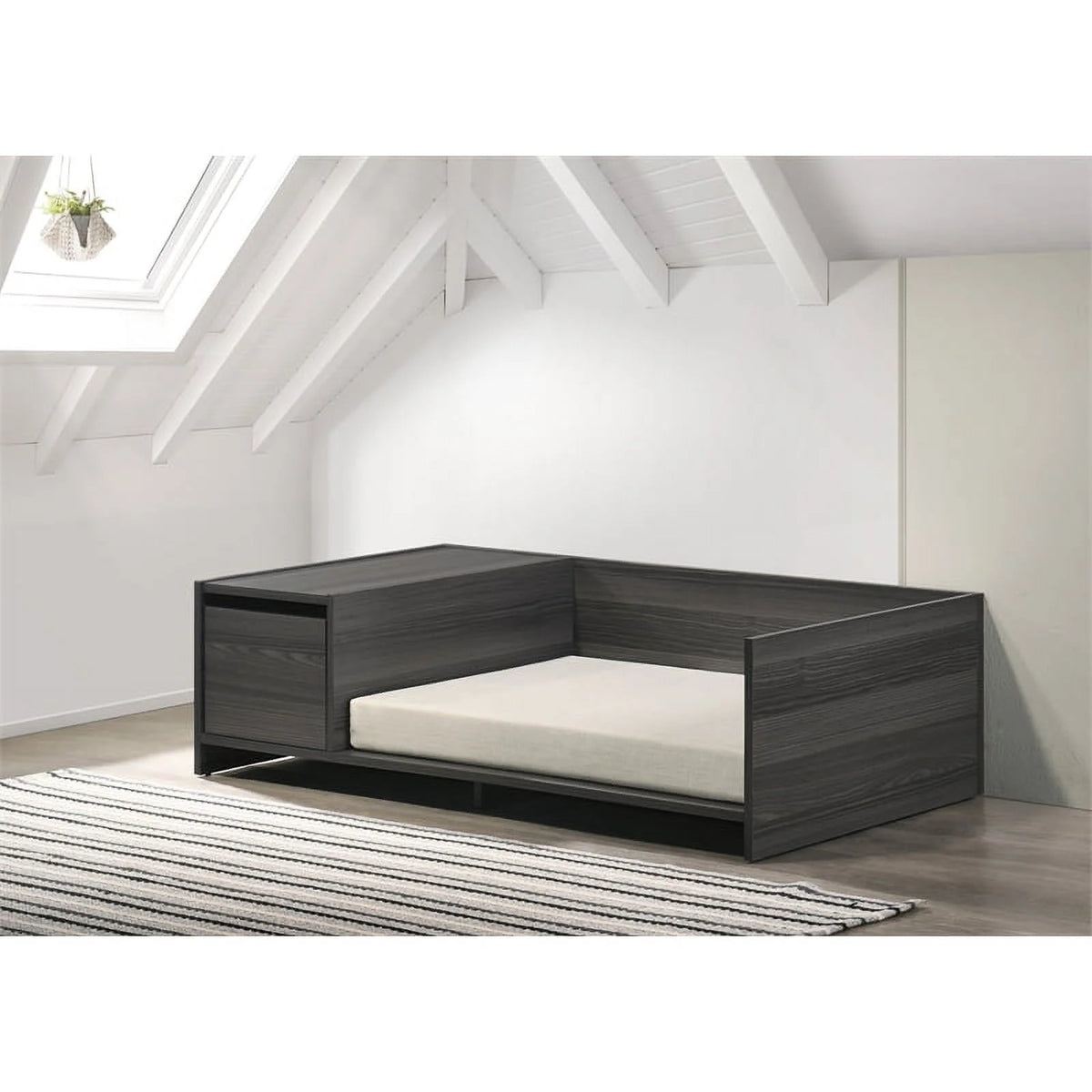 Dark Gray Off White Pet Bed with Cushion X3688