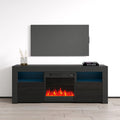 High Gloss Fireplace TV Stand with Storage Cabinets and LED Lights W8502
