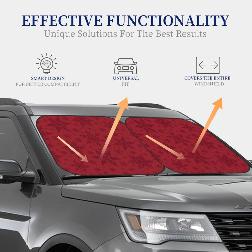 Christmas Red Snowflakes 2 Pack Foldable Car Windshield Sun Shade I345302