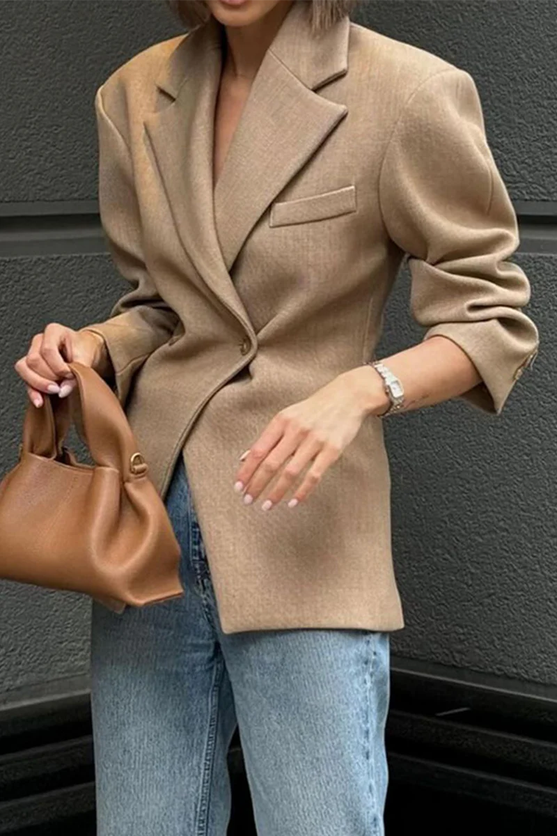Solid Color Button Outerwear O81360