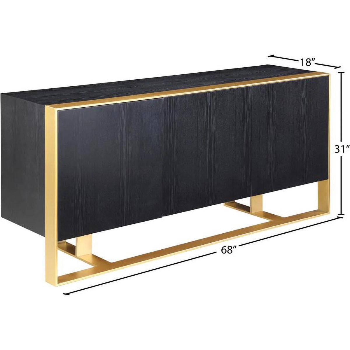 Black Oak Wood Veneer Sideboard and Buffet J482