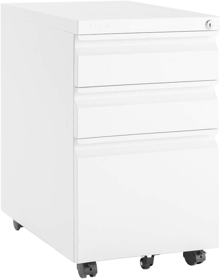 3 Drawer Mobile File Cabinet with Lock, Black Z663857