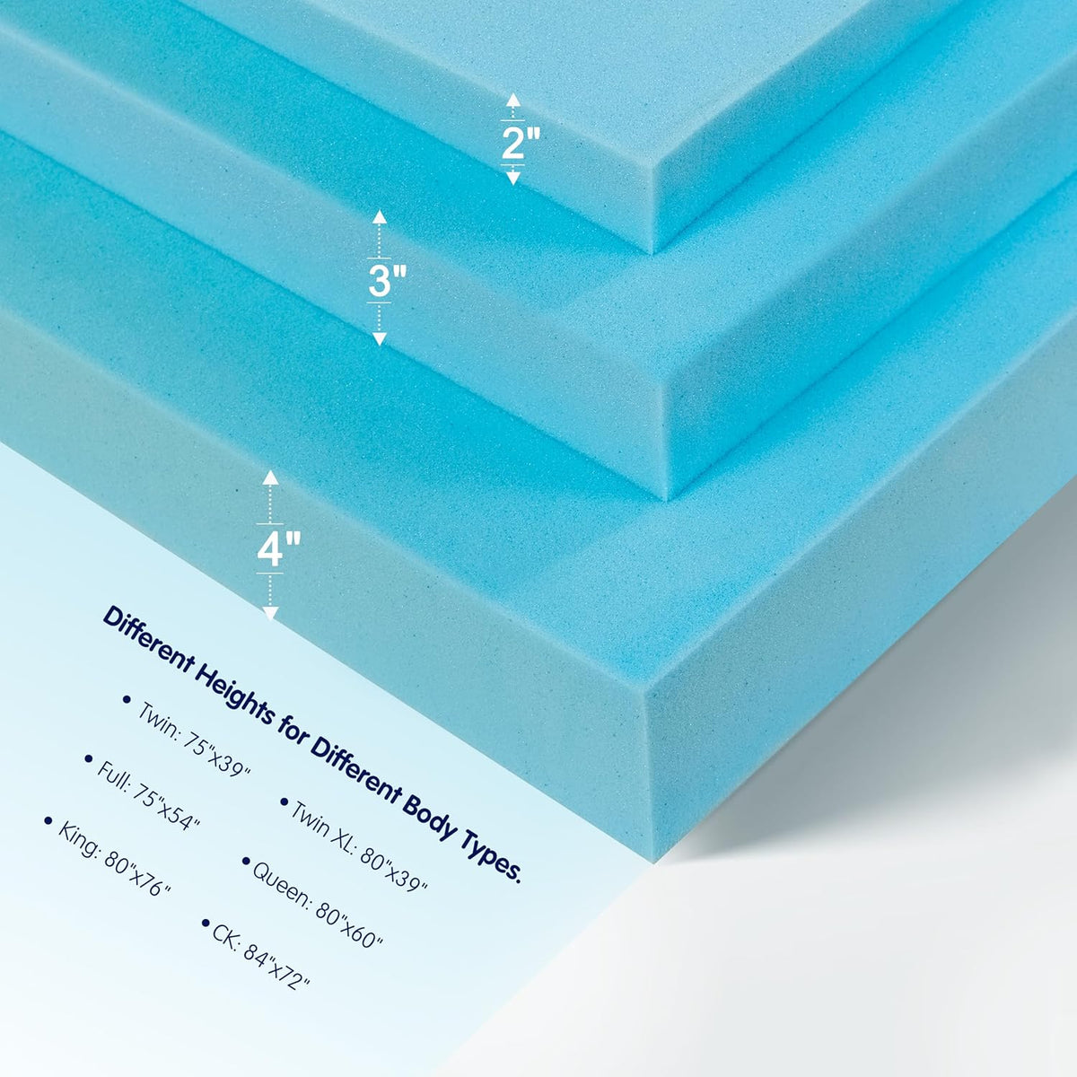 2 Inch Gel-Infused Memory Foam King Size Mattress Topper with Removable Washable Cover J495500