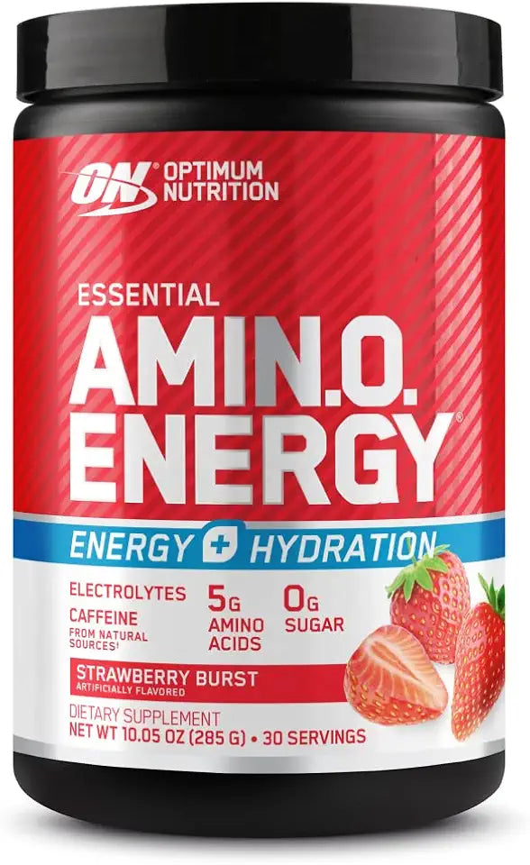 Strawberry Burst BCAA Electrolytes Caffeine Amino Energy Powder 30 Servings D533815