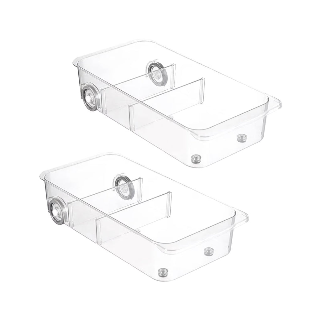 Clear Kitchen Pull Out Refrigerator Drawer Organizer Storage Bins 2 Piece J6515