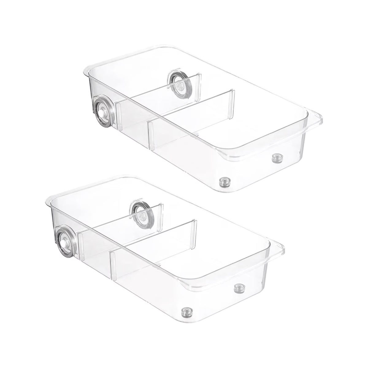 Clear Kitchen Pull Out Refrigerator Drawer Organizer Storage Bins 2 Piece J6515