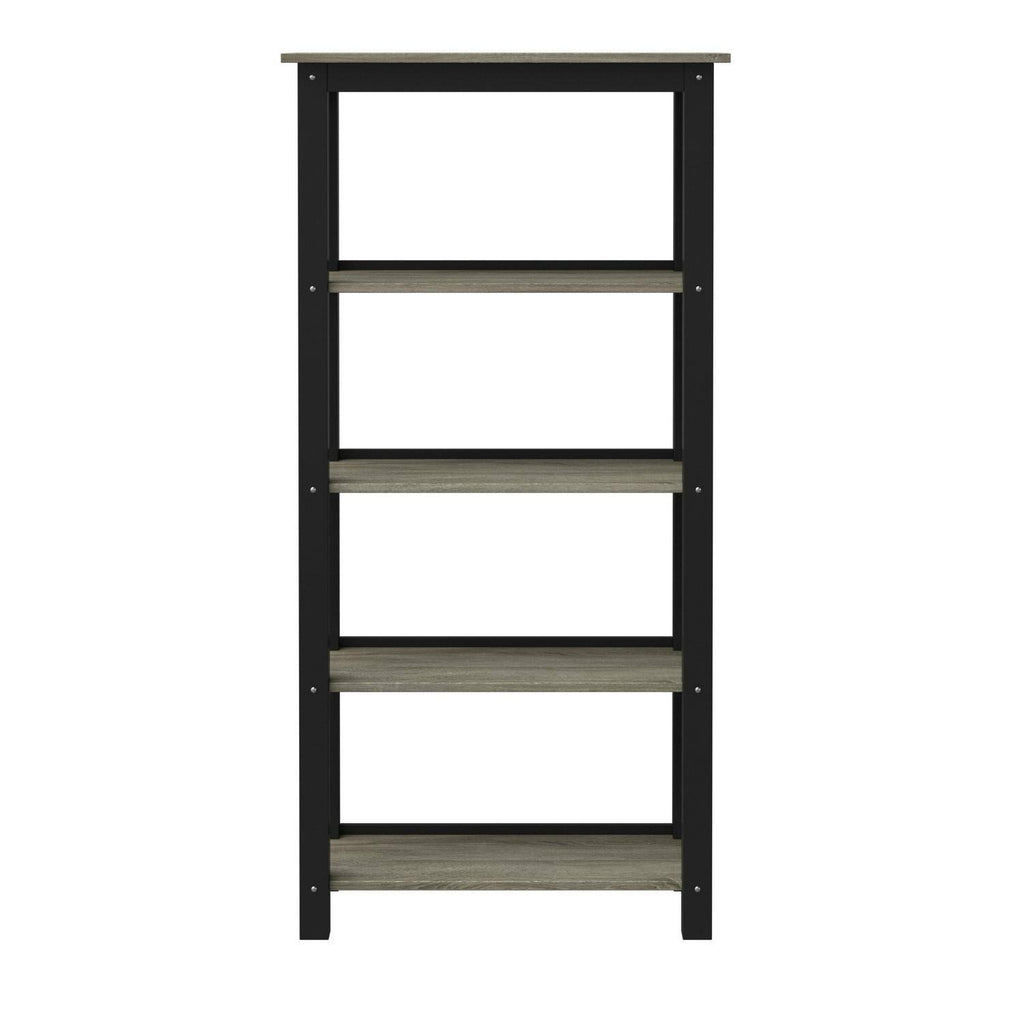 Black and Clayton Oak 4-Shelf Industrial Bookcase L729