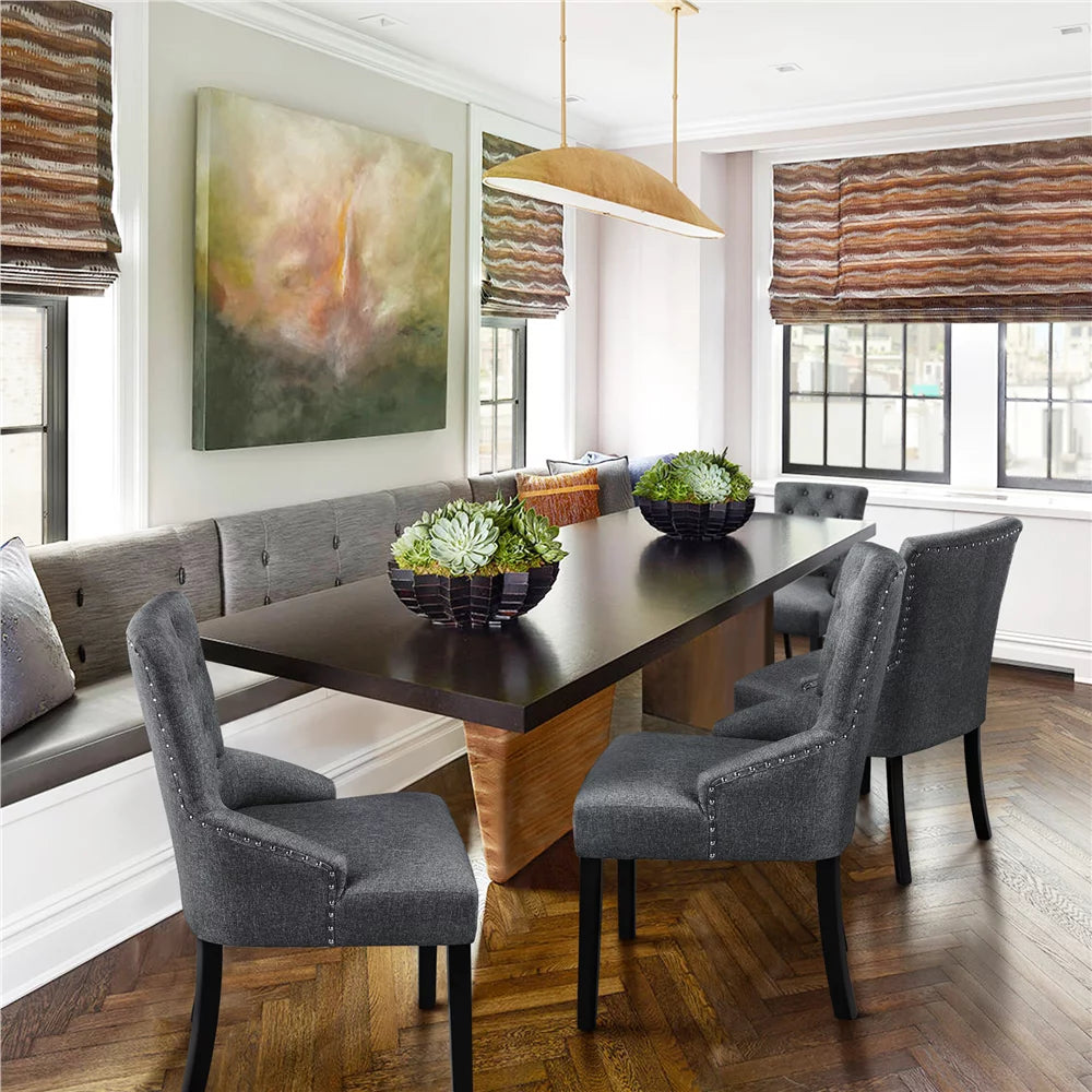 Set of 4 Gray Upholstered Dining Chairs Q365