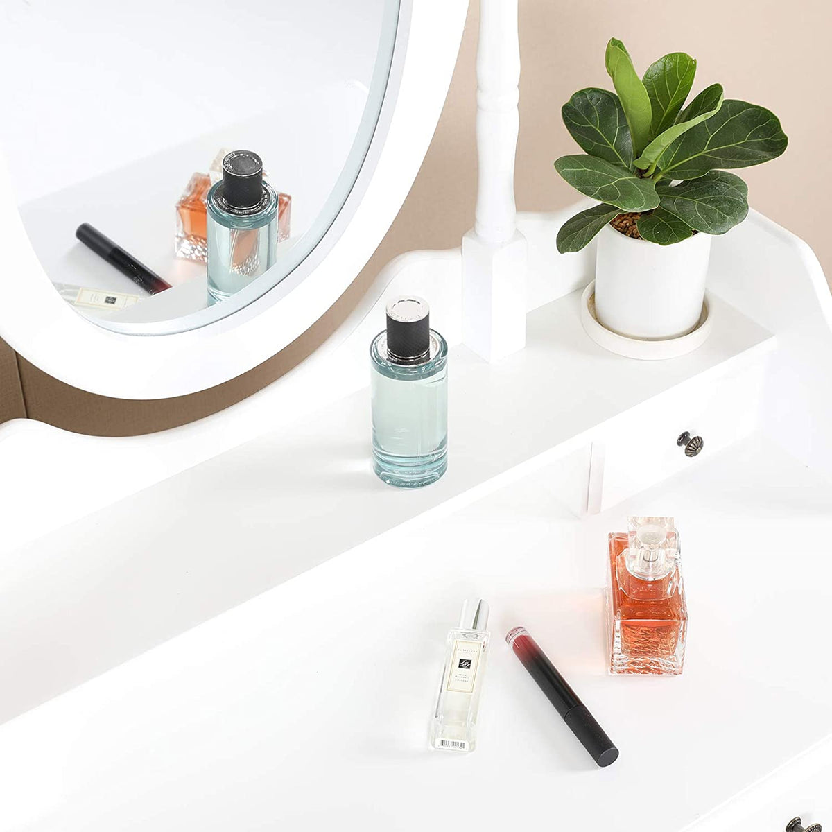 White Vanity Mirror Table Set with Stool P3131