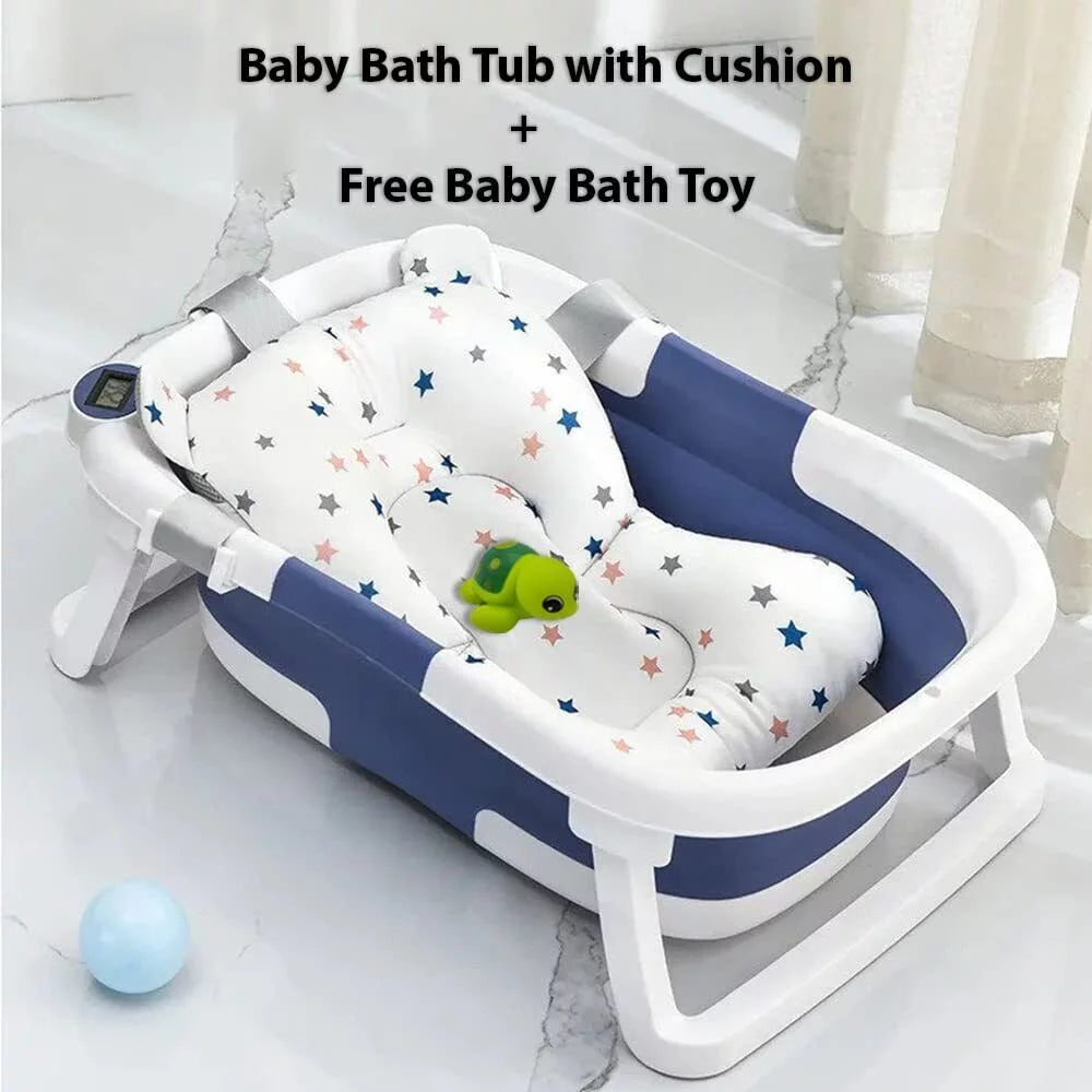 Collapsible Baby Bathtub with Thermometer, Cushion and Bath Net L789714