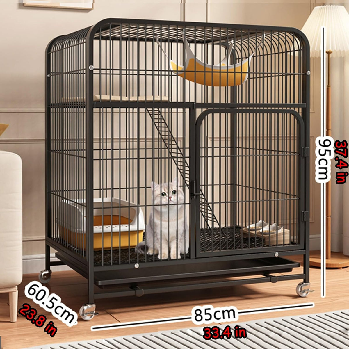 Large 2/3 Tier Cat Cage with Cat Litter Box Y201225