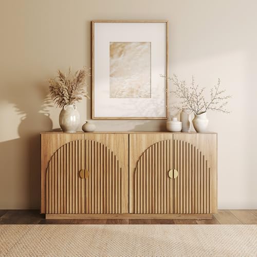 65 Inch Fluted Buffet Cabinet with Storage Y437366