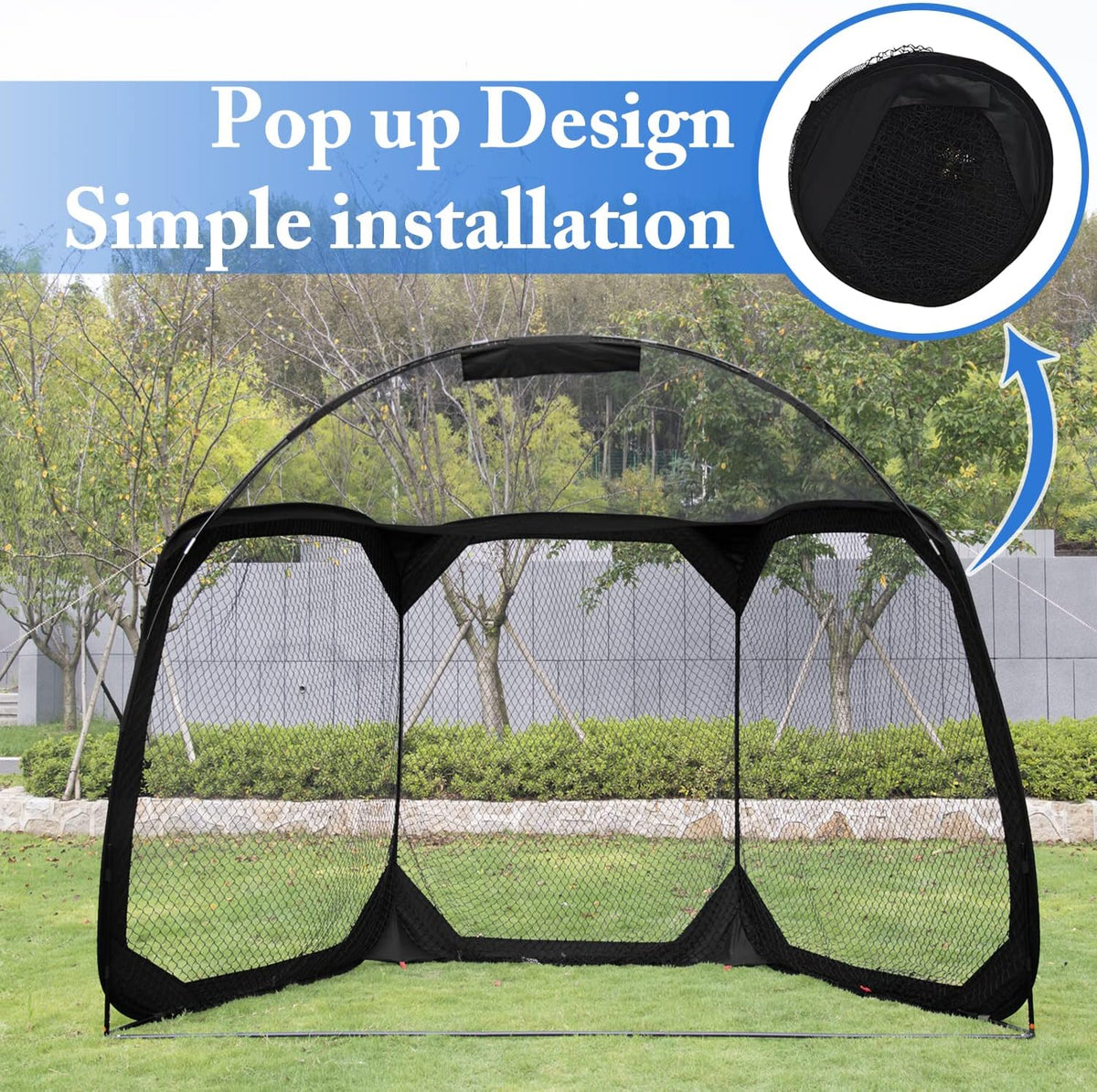 12 X6 X9.5FT Portable Baseball Batting Net with Carry Bag P53403