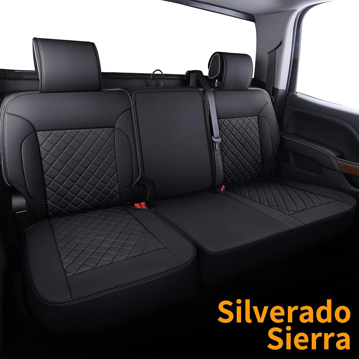 Black Faux Leather Seat Covers Front Set 2pcs V661