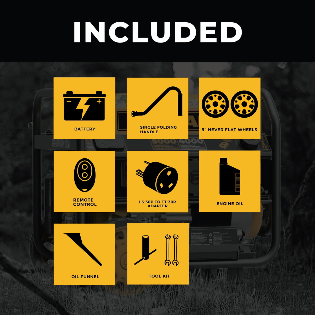5000/4000 Watt Remote Start Portable Generator T68209