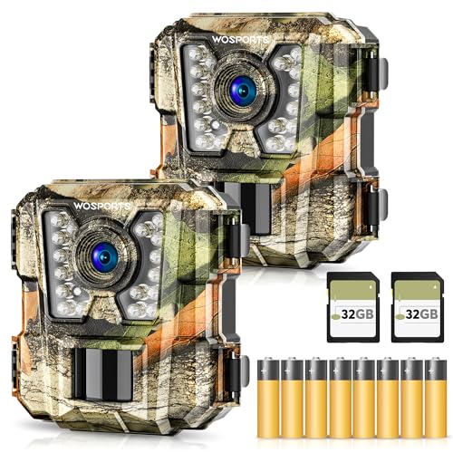 Mini Trail Camera 2 Pack 24MP 1080P HD with 32GB SD Cards Waterproof Night Vision Z425