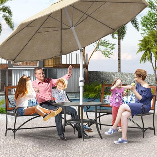 39.7" Black Metal Outdoor Bench with Armrest X543