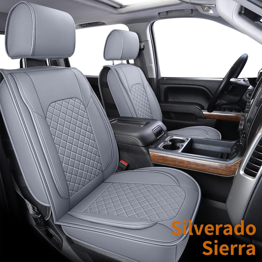 Black Faux Leather Seat Covers Front Set 2pcs V661