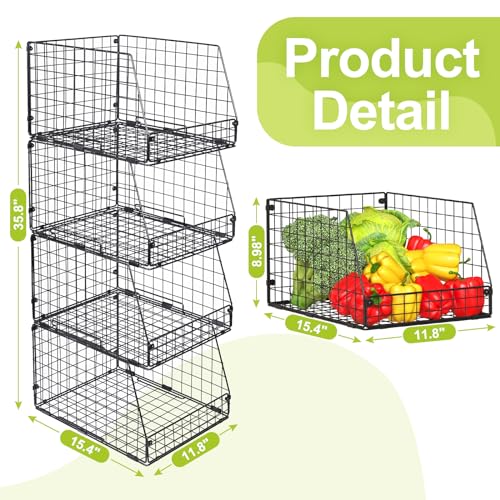 4 Pack XXL Stackable Wire Storage Basket D599899