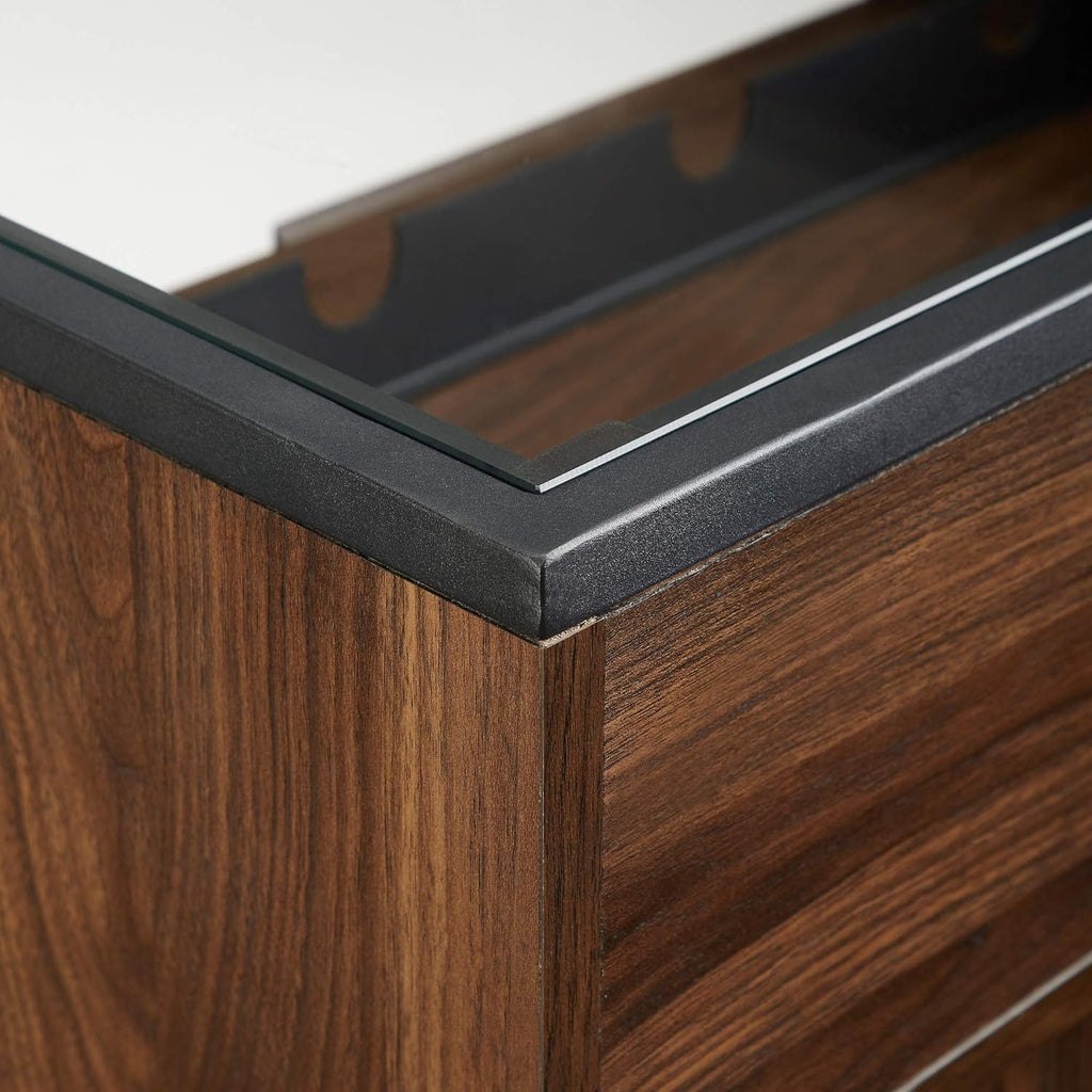Dark Walnut 24 Inch Wood and Glass Storage Cabinet T62722