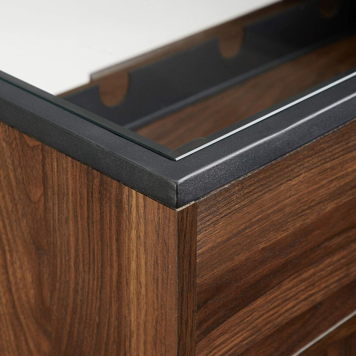 Dark Walnut 24 Inch Wood and Glass Storage Cabinet T62722