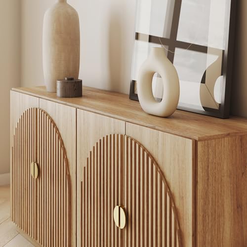 65 Inch Fluted Buffet Cabinet with Storage Y437366