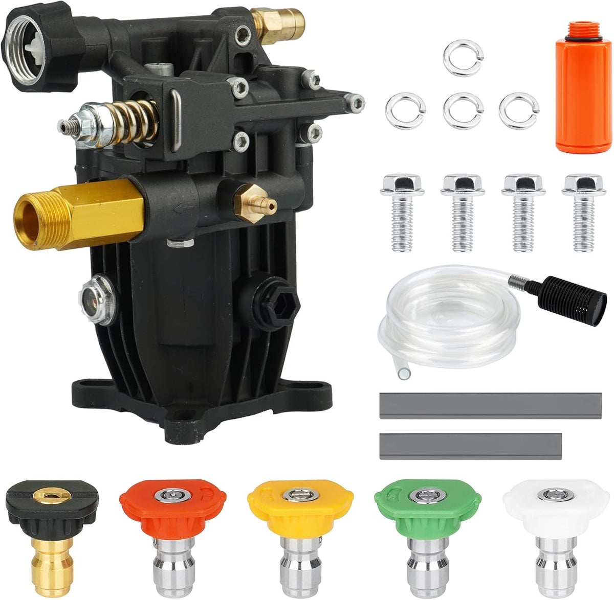 3/4 Shaft Horizontal Pressure Washer Pump, Max 3300 PSI @ 2.5 GPM, Anodized Die-Cast Aluminum I196