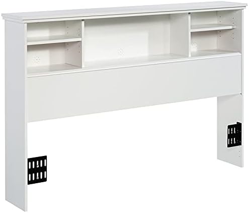 Glacier White Wooden Full-Queen Bookcase Headboard M4993