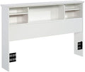 Glacier White Wooden Full-Queen Bookcase Headboard M4993