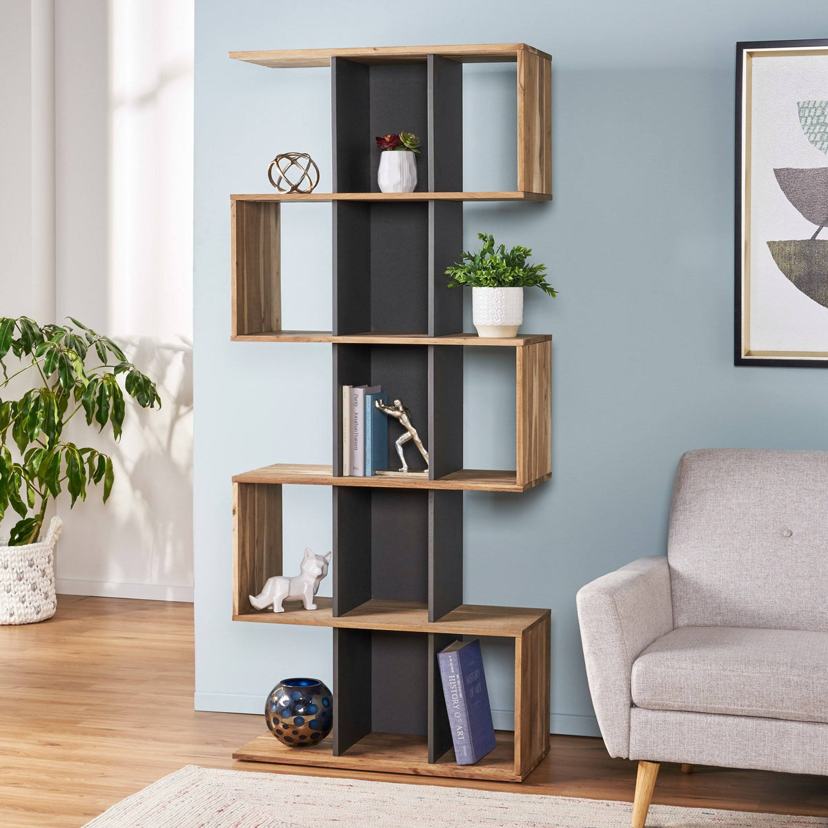Acacia Wood Etagere Bookshelf Z9855