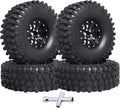 1.9 Beadlock Wheels and Tires for 1/10 RC Crawler, Soft Rubber with Foam Inserts, Set of 4 F8198
