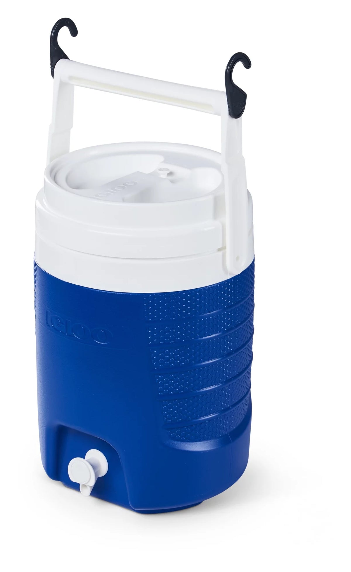 2-Gallon Blue Plastic Beverage Jug with Hooks W54337