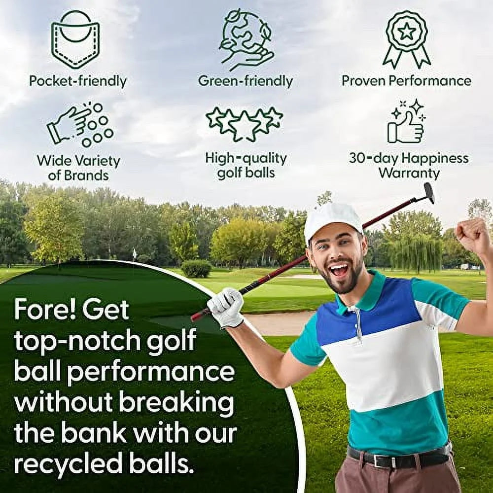 50 Pack Recycled Golf Balls with 15 Tees and Mesh Carrying Bag H21934