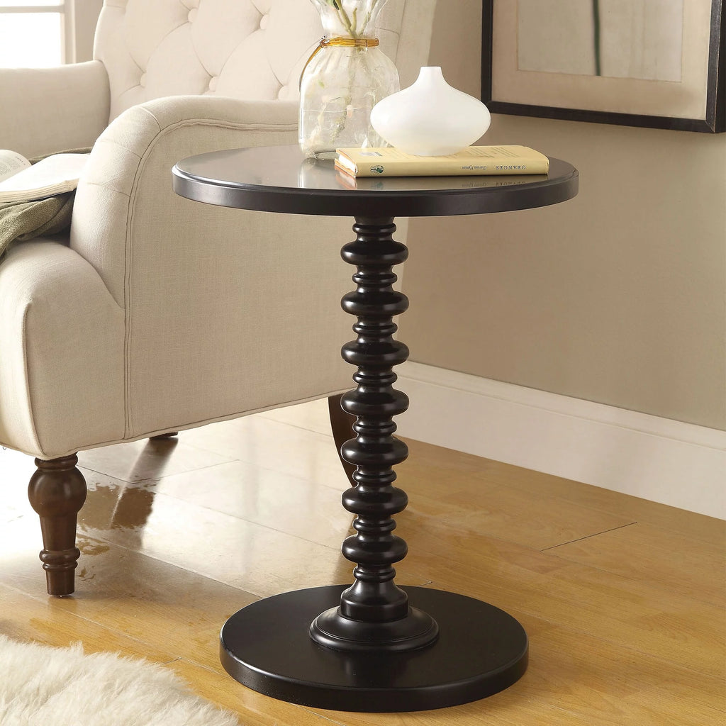 Black Wood Round Side Table L96280