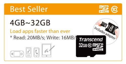 32GB microSDHC Class10 Memory Card with Adapter V95101