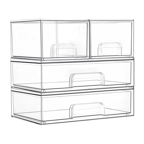 Clear Plastic Stackable Storage Drawers Set of 6 U2374