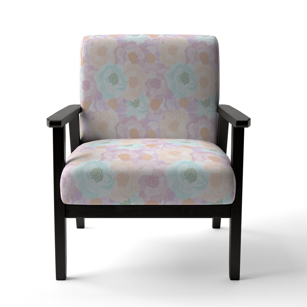 Blue and Pink Roses Upholstered Accent Chair and Arm Chair G399987