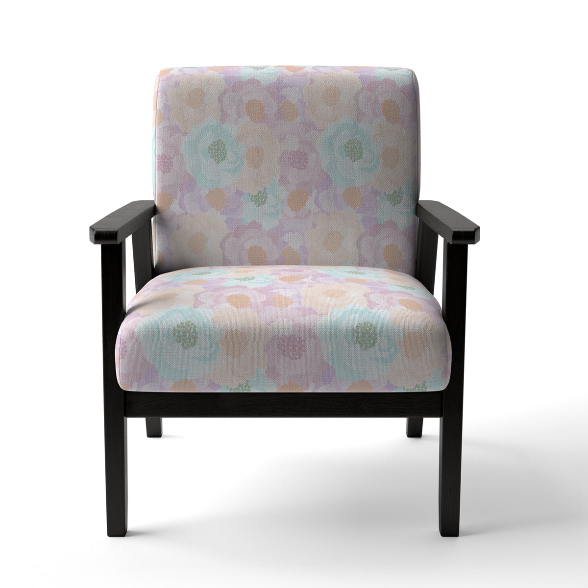 Blue and Pink Roses Upholstered Accent Chair and Arm Chair G399987