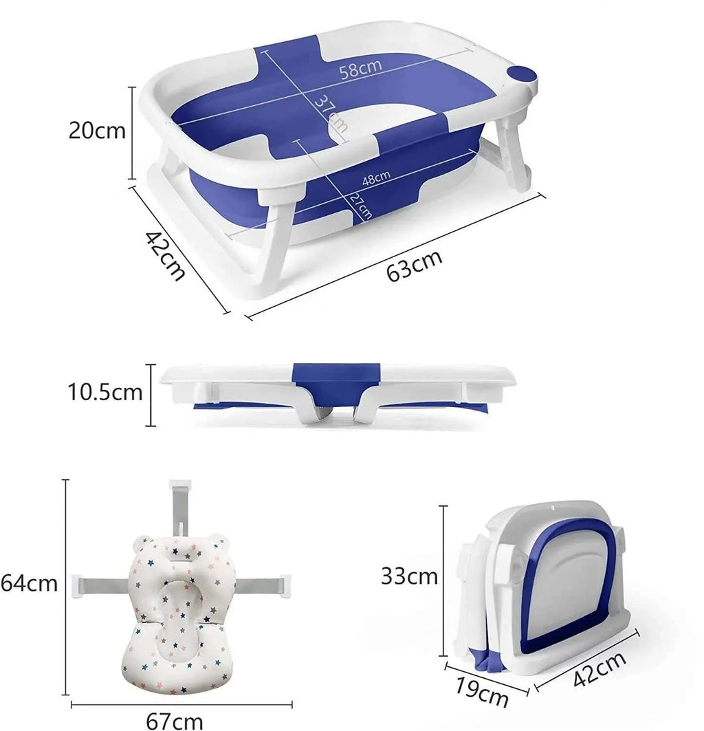 Collapsible Baby Bathtub with Thermometer, Cushion and Bath Net L789714