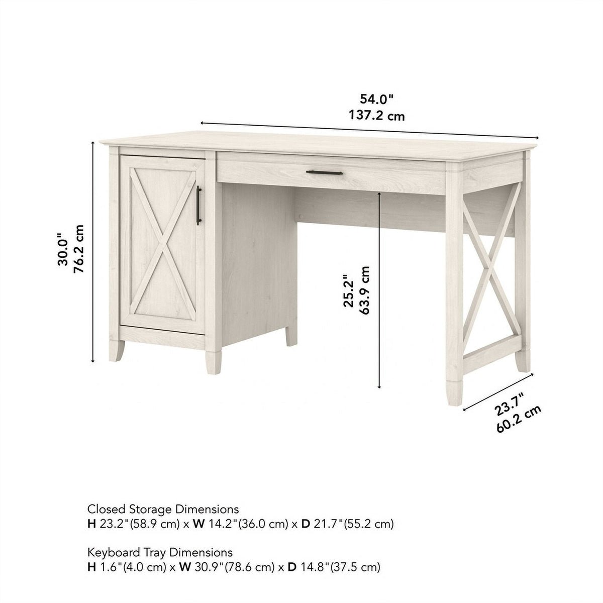 White Engineered Wood Computer Desk with Storage O931710