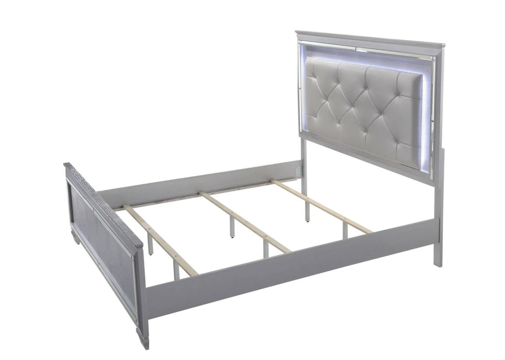 3pc Queen Size LED Upholstered Wood Bedroom Furniture Set D53767