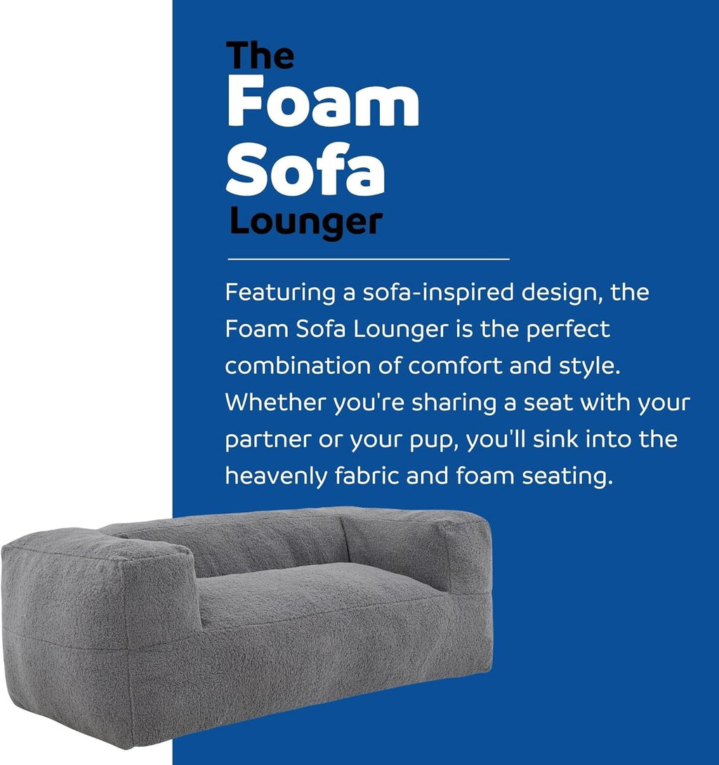 Gray Memory Foam Bean Bag Sofa Chair with Armrest L328291