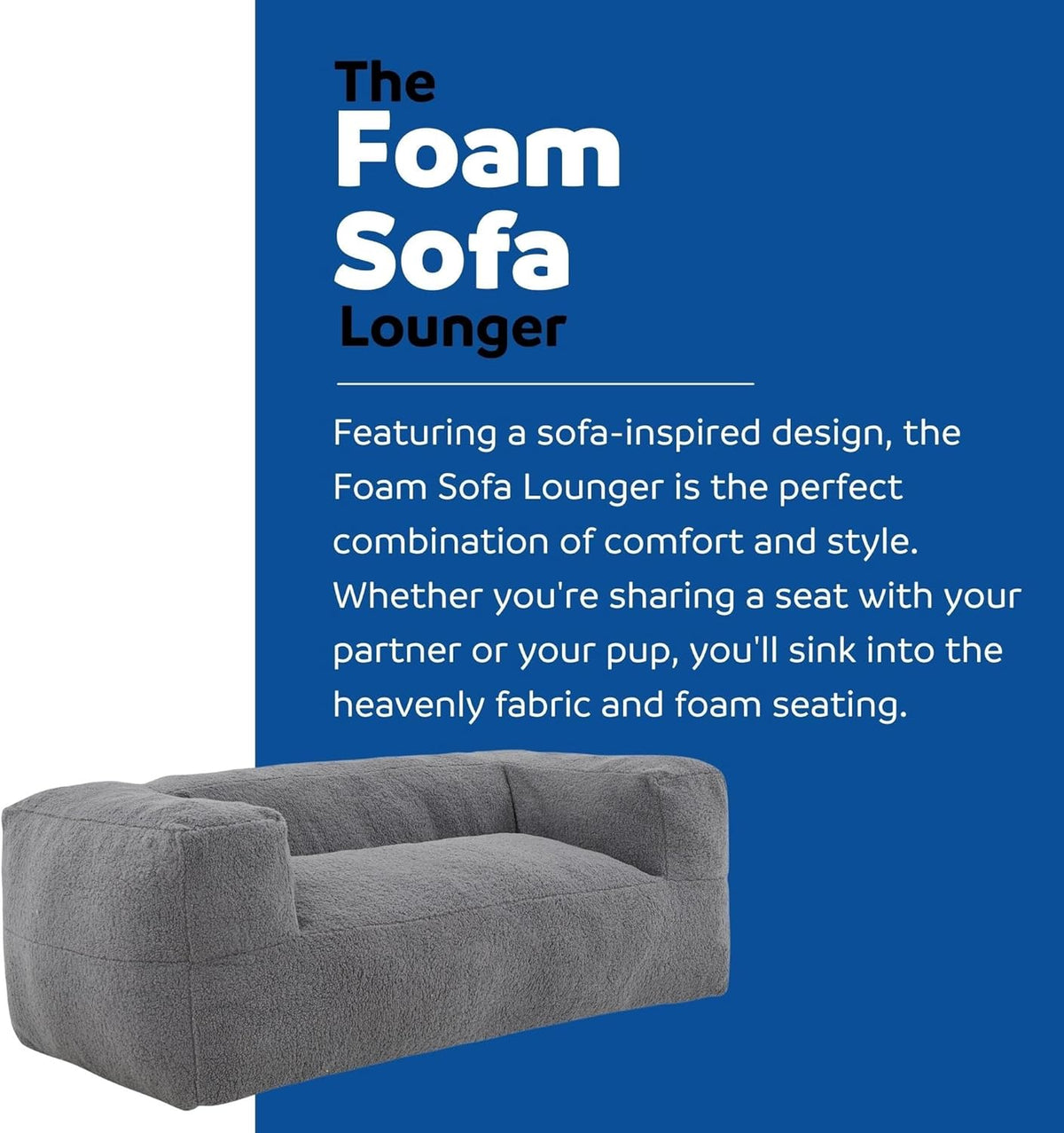 Gray Memory Foam Bean Bag Sofa Chair with Armrest L328291