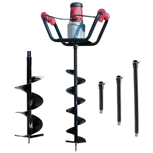 1500W Electric Post Hole Digger with 8" Digging Auger and Extension Rods Y234033