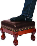 Small Wood Faux Leather Foot Stool P57680