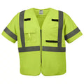 Yellow Class 3 High Visibility Safety Vest with 10-Pockets and Sleeves R7944